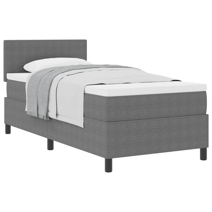 Pat cu arcuri cu headboard Gri deschis și alb. 100 x 200 cm WALTI