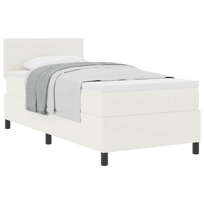 Pat cu arcuri Crema și Alb 100 x 200 cm Țesătură din corduroy - WALTI WALTI