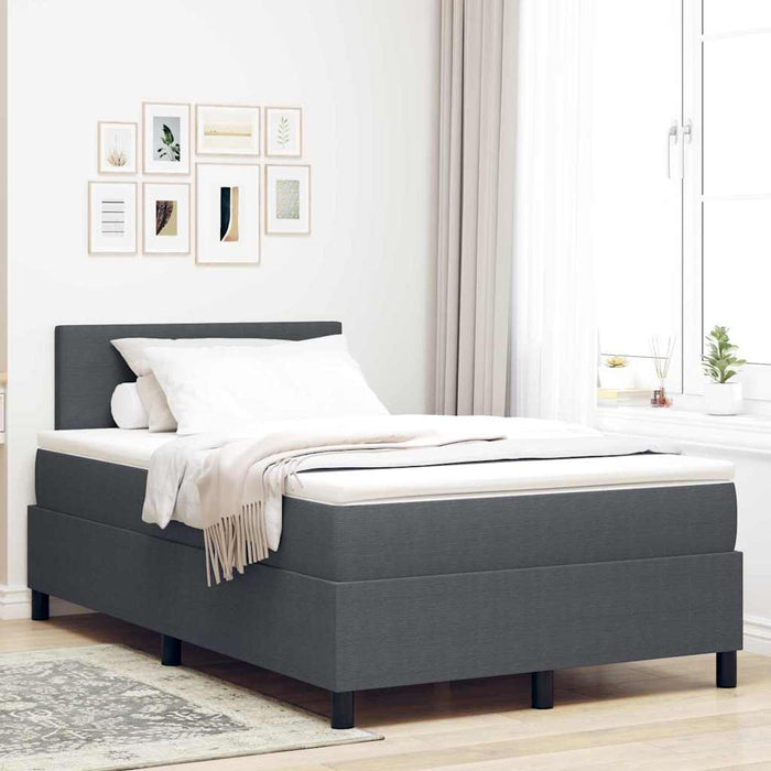 Pat cu arcuri cu headboard Gri închis și alb 120 x 200 cm WALTI