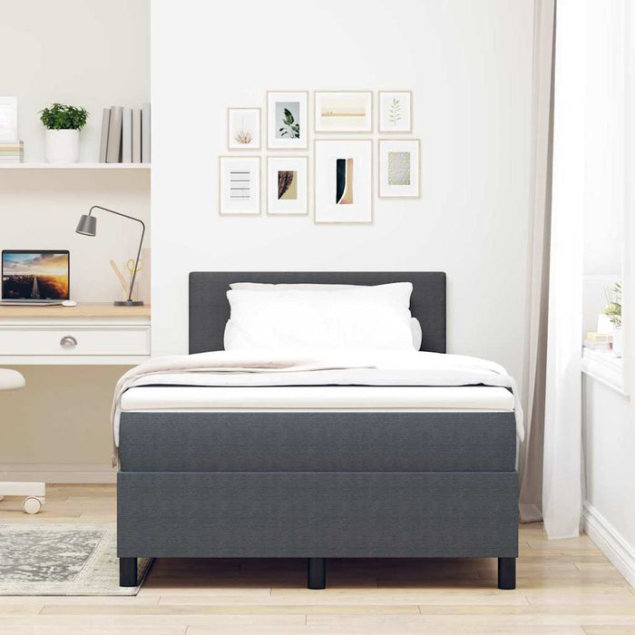 Pat cu arcuri cu headboard Gri închis și alb 120 x 200 cm WALTI