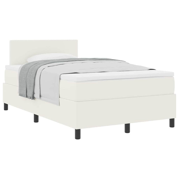 Pat cu arcuri Crema și Alb 120 x 200 cm Țesătură din corduroy WALTI