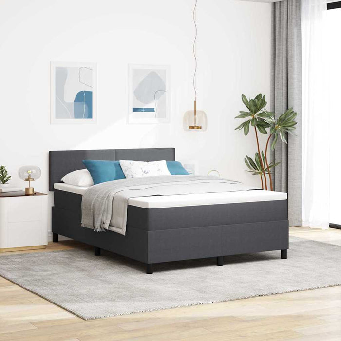 Pat cu arcuri cu headboard Gri închis și alb 140 x 200 cm WALTI