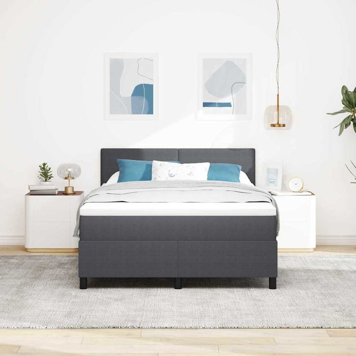 Pat cu arcuri cu headboard Gri închis și alb 140 x 200 cm WALTI