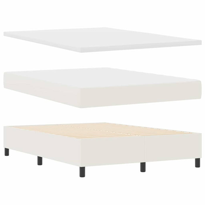 Pat cu arcuri Crema și Alb 160 x 200 cm Țesătură din corduroy WALTI