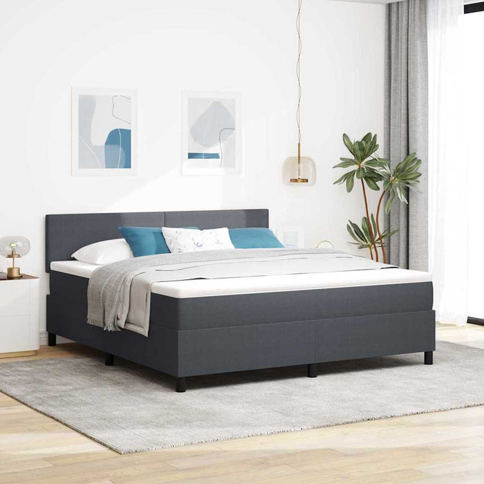 Pat cu arcuri cu headboard Gri închis și alb 180 x 200 cm WALTI