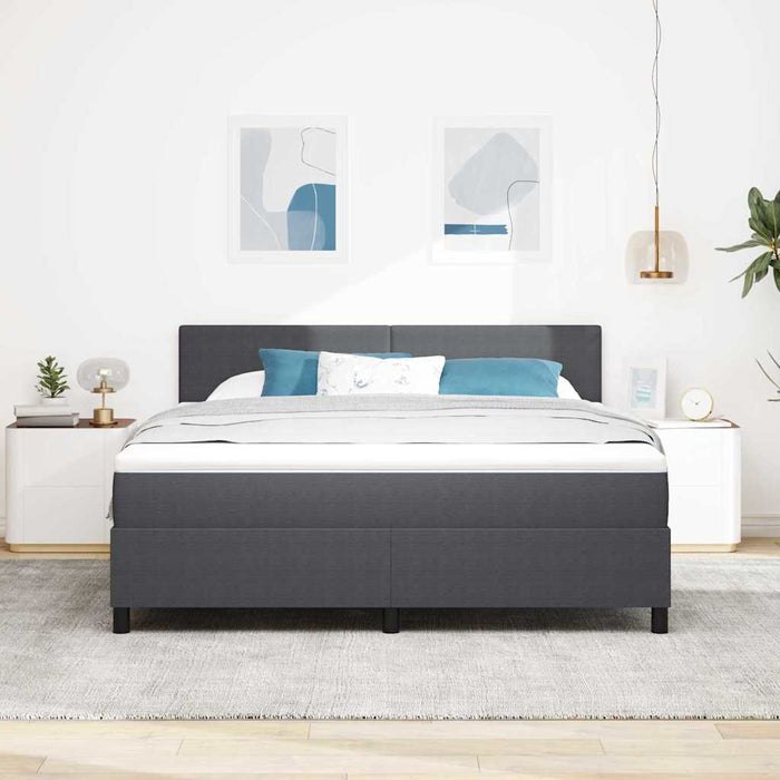 Pat cu arcuri cu headboard Gri închis și alb 180 x 200 cm WALTI