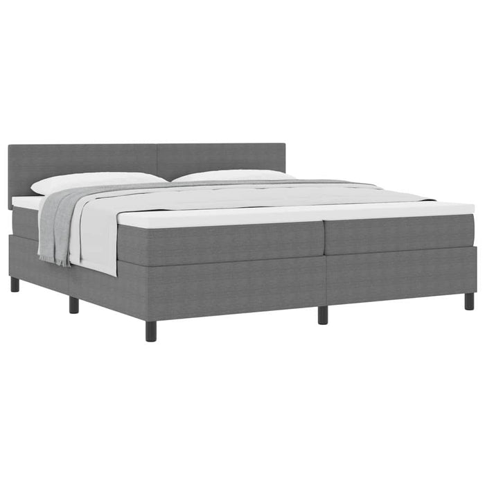 Pat cu arcuri cu headboard Gri deschis și alb. 200 x 200 cm - WALTI WALTI