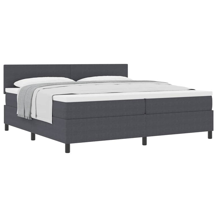 Pat cu arcuri cu headboard Gri închis și alb 200 x 200 cm - WALTI WALTI