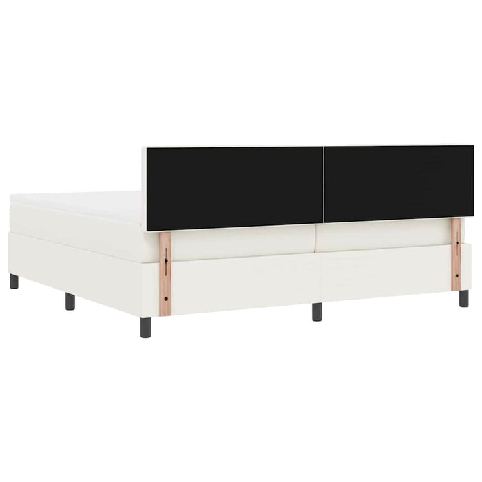Pat cu arcuri Crema și Alb 200 x 200 cm Țesătură din corduroy - WALTI WALTI