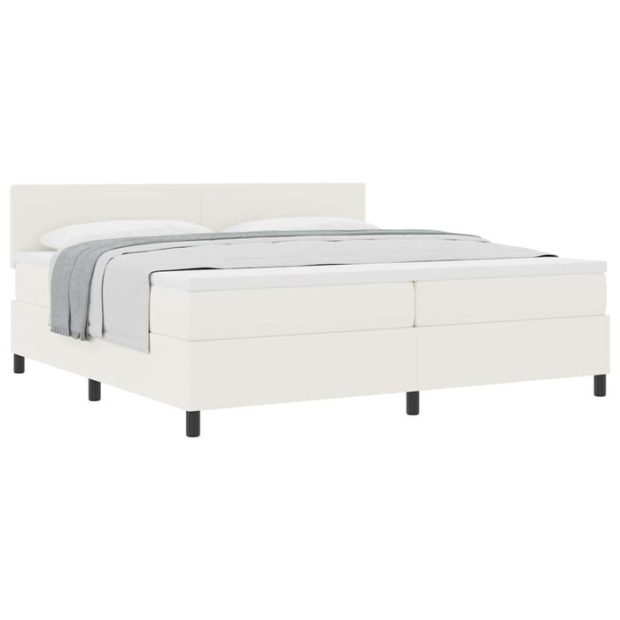 Pat cu arcuri Crema și Alb 200 x 200 cm Țesătură din corduroy - WALTI WALTI