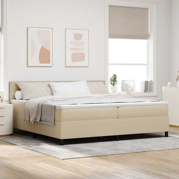 Pat cu arcuri cu headboard Gri deschis și alb. 200 x 200 cm - WALTI WALTI
