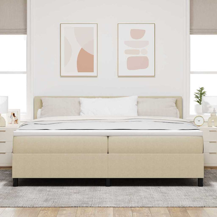 Pat cu arcuri cu headboard Gri deschis și alb. 200 x 200 cm - WALTI WALTI