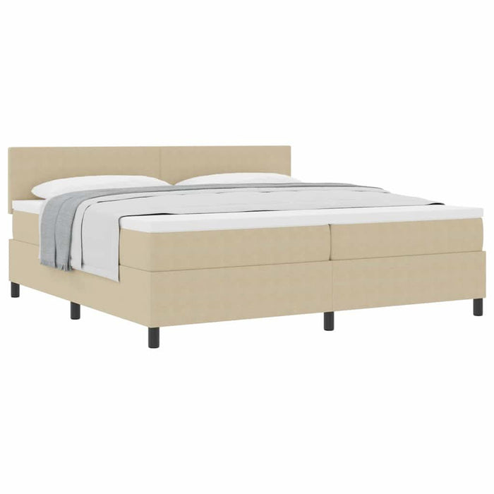 Pat cu arcuri cu headboard Gri deschis și alb. 200 x 200 cm - WALTI WALTI