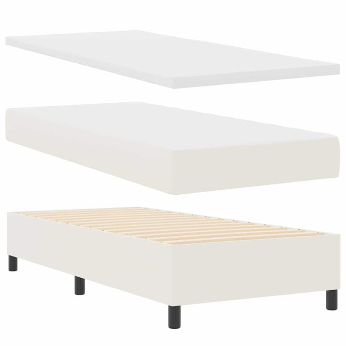 Pat cu arcuri Crema și Alb 80 x 200 cm Țesătură din corduroy WALTI