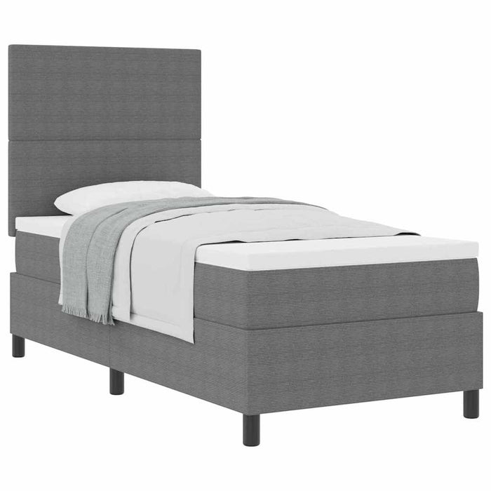 Pat cu arcuri cu headboard Gri deschis și alb. 90 x 190 cm WALTI