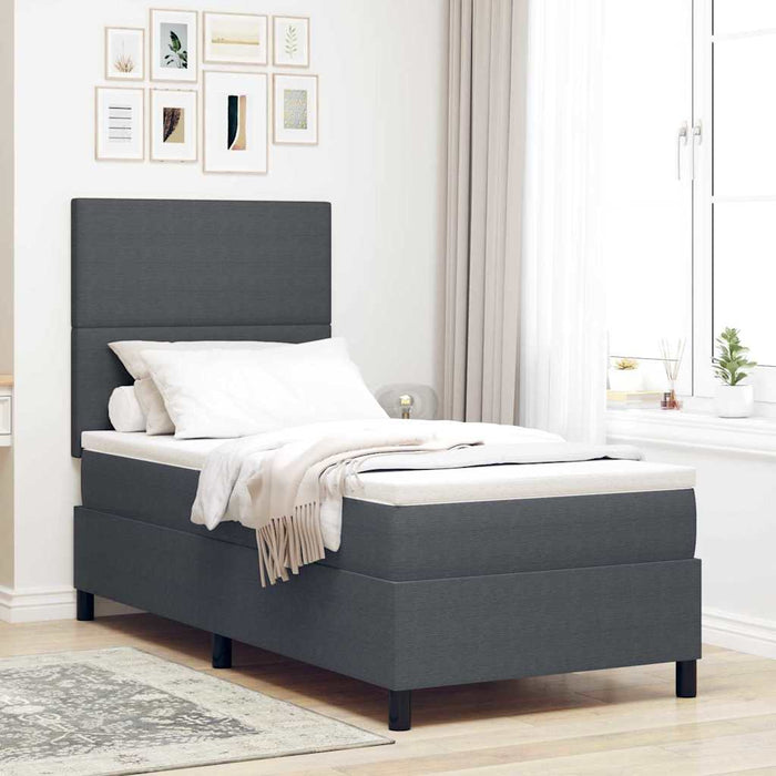 Pat cu arcuri cu headboard Gri închis și alb 90 x 190 cm WALTI