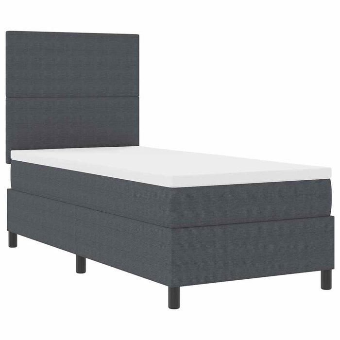 Pat cu arcuri cu headboard Gri închis și alb 90 x 190 cm WALTI