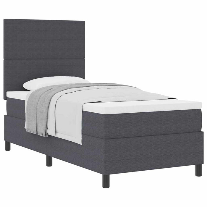 Pat cu arcuri cu headboard Gri închis și alb 90 x 190 cm WALTI