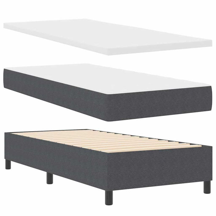 Pat cu arcuri cu headboard Gri închis și alb 100 x 200 cm - WALTI WALTI