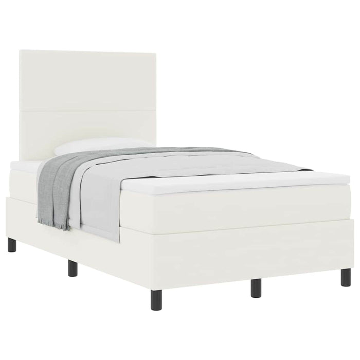 Pat cu arcuri Crema și Alb 120 x 200 cm Țesătură din corduroy WALTI