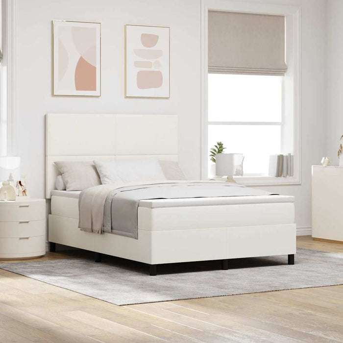 Pat cu arcuri Crema și Alb 160 x 200 cm Țesătură din corduroy WALTI