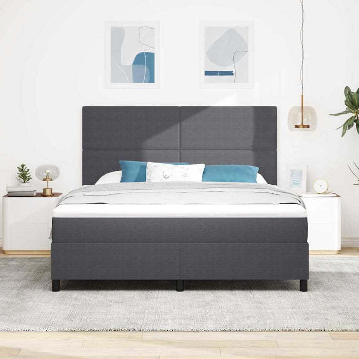 Pat cu arcuri cu headboard Gri închis și alb 180 x 200 cm WALTI