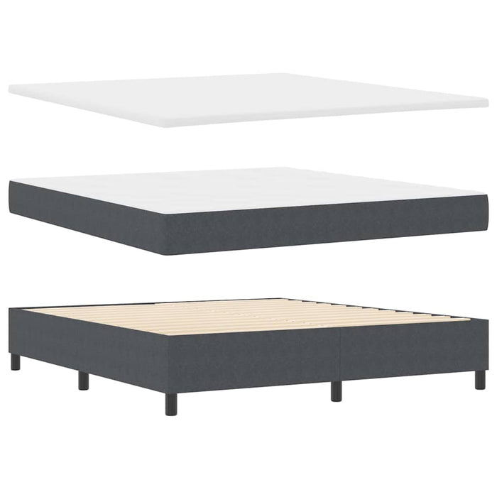Pat cu arcuri cu headboard Gri închis și alb 180 x 200 cm WALTI