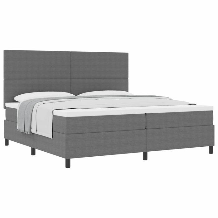 Pat cu arcuri cu headboard Gri deschis și alb. 200 x 200 cm - WALTI WALTI