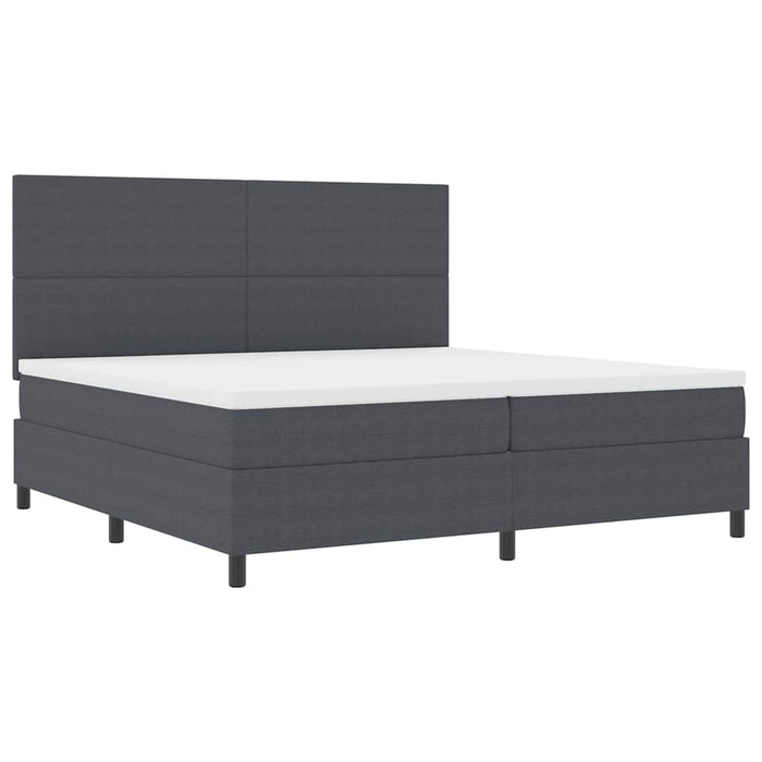 Pat cu arcuri cu headboard Gri închis și alb 200 x 200 cm - WALTI WALTI