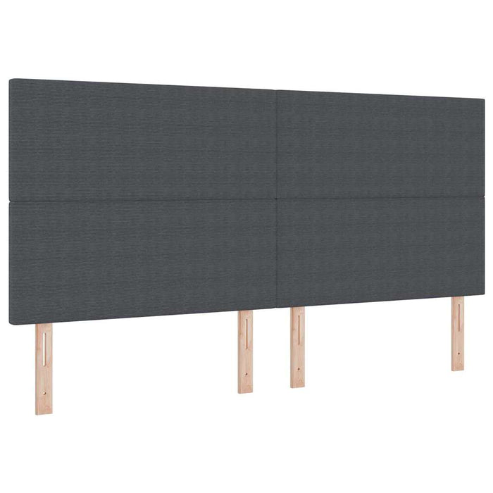 Pat cu arcuri cu headboard Gri închis și alb 200 x 200 cm - WALTI WALTI