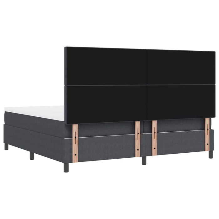 Pat cu arcuri cu headboard Gri închis și alb 200 x 200 cm - WALTI WALTI