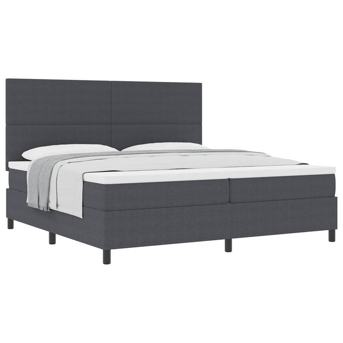 Pat cu arcuri cu headboard Gri închis și alb 200 x 200 cm - WALTI WALTI