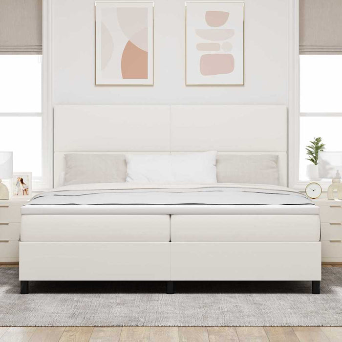 Pat cu arcuri Crema și Alb 200 x 200 cm Țesătură din corduroy - WALTI WALTI