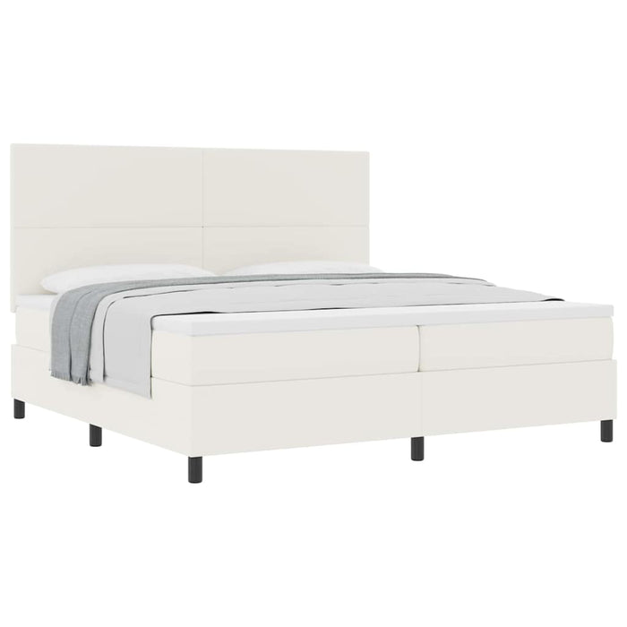 Pat cu arcuri Crema și Alb 200 x 200 cm Țesătură din corduroy - WALTI WALTI