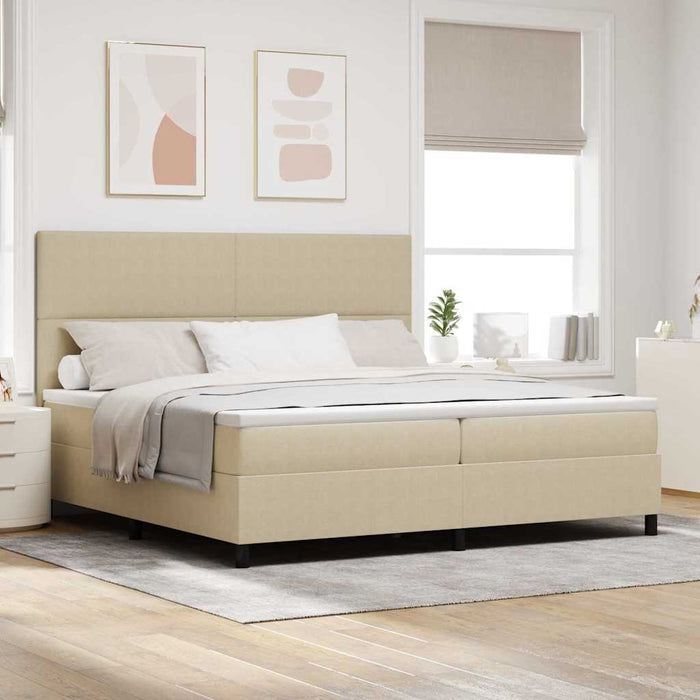 Pat cu arcuri cu headboard Gri deschis și alb. 200 x 200 cm - WALTI WALTI