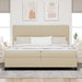 Pat cu arcuri cu headboard Gri deschis și alb. 200 x 200 cm - WALTI WALTI