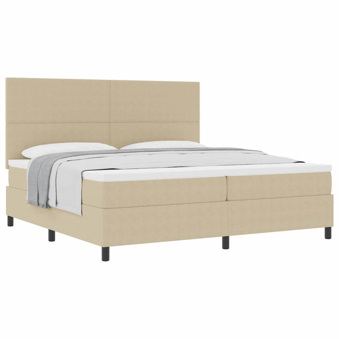 Pat cu arcuri cu headboard Gri deschis și alb. 200 x 200 cm - WALTI WALTI