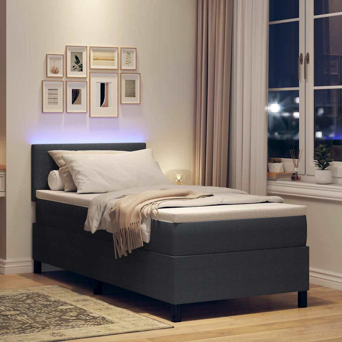 Pat cu arc LED cu headboard Gri închis și alb 90 x 190 cm WALTI