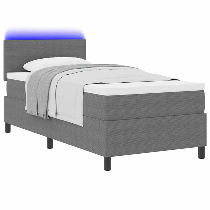 Pat cu arc LED cu headboard Gri deschis și alb. 100 x 200 cm WALTI