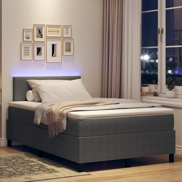 Pat cu arc LED cu headboard Gri deschis și alb. 120 x 190 cm WALTI