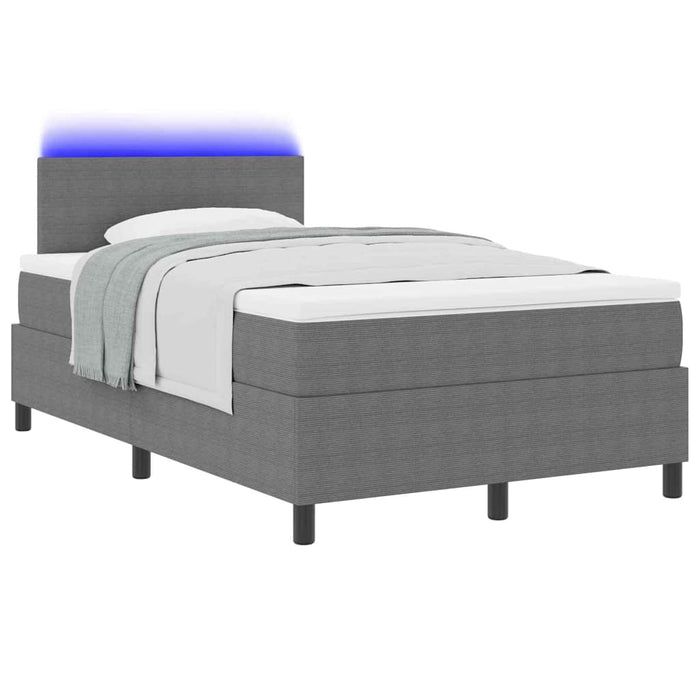 Pat cu arc LED cu headboard Gri deschis și alb. 120 x 190 cm WALTI