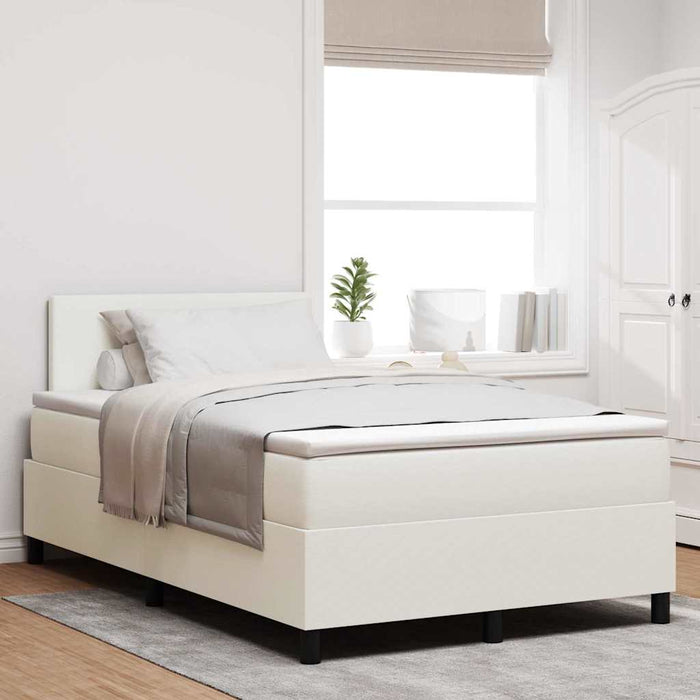 Pat cu arc LED Crema și Alb 120 x 200 cm Țesătură din corduroy WALTI