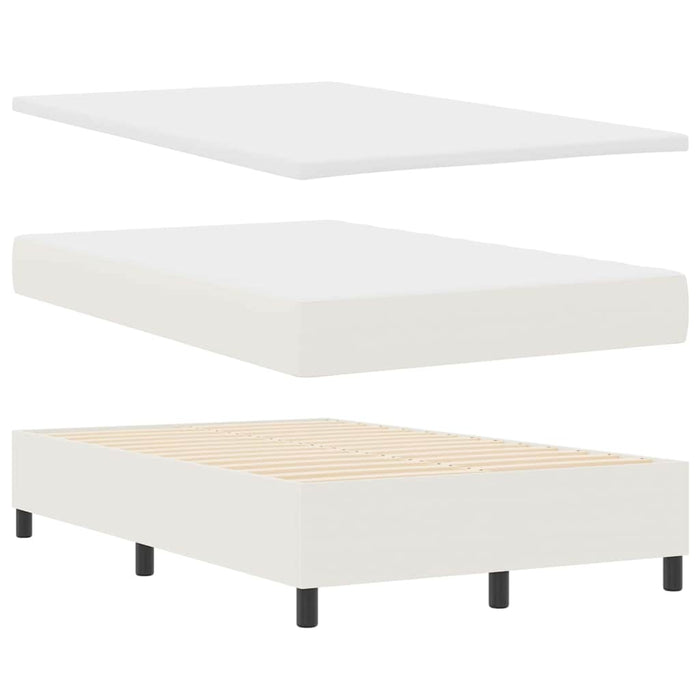 Pat cu arc LED Crema și Alb 120 x 200 cm Țesătură din corduroy WALTI