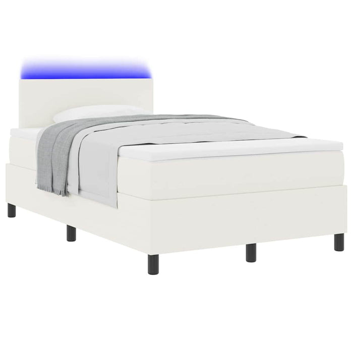 Pat cu arc LED Crema și Alb 120 x 200 cm Țesătură din corduroy WALTI