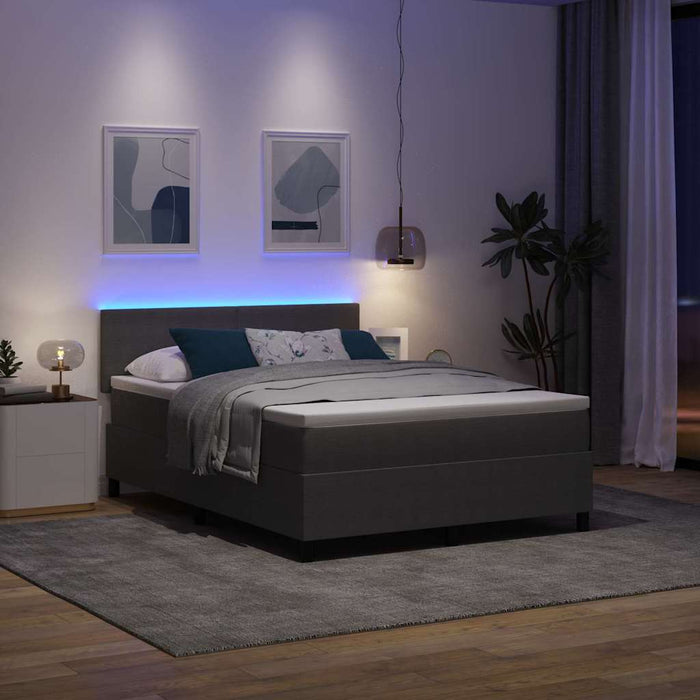 Pat cu arc LED cu headboard Gri deschis și alb. 140 x 190 cm - WALTI WALTI