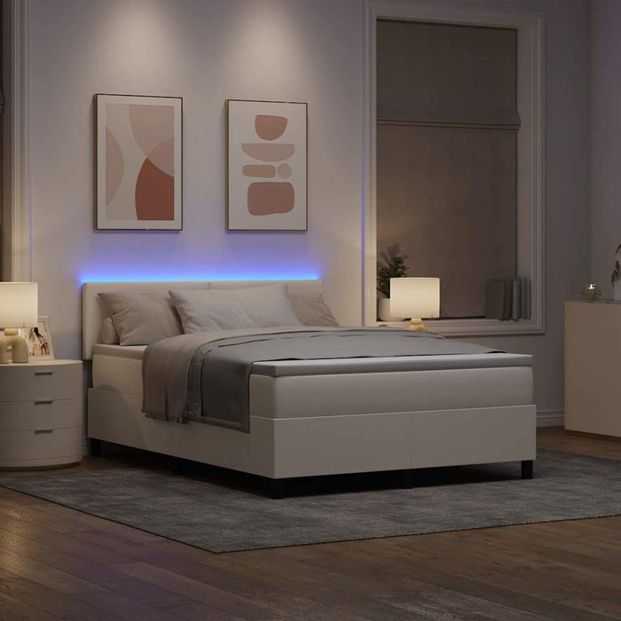 Pat cu arc LED Crema și Alb 160 x 200 cm Țesătură din corduroy WALTI