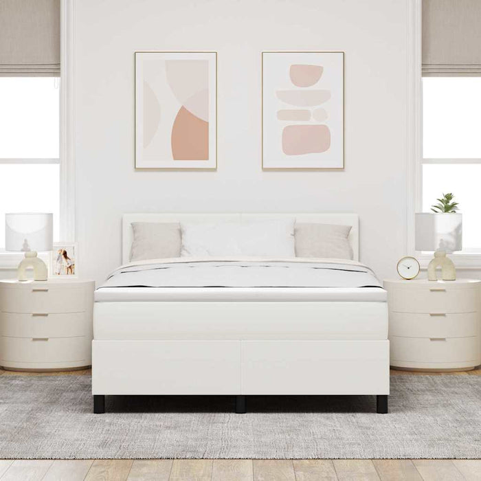 Pat cu arc LED Crema și Alb 160 x 200 cm Țesătură din corduroy WALTI