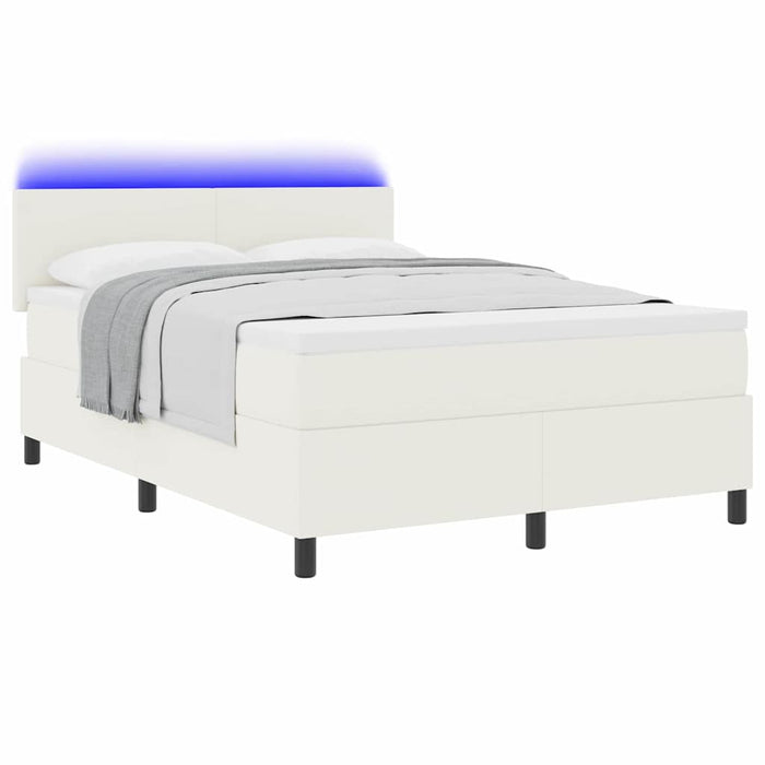 Pat cu arc LED Crema și Alb 160 x 200 cm Țesătură din corduroy WALTI