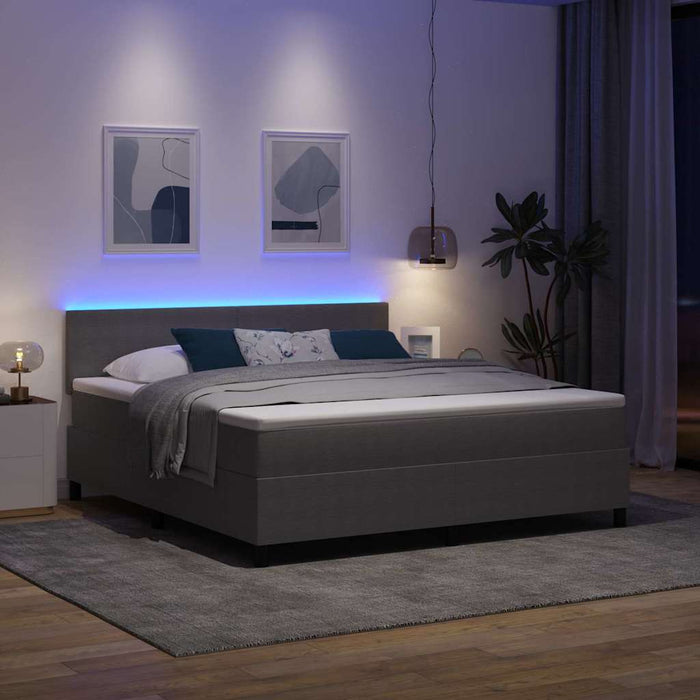 Pat cu arc LED cu headboard Gri deschis și alb. 180 x 200 cm WALTI