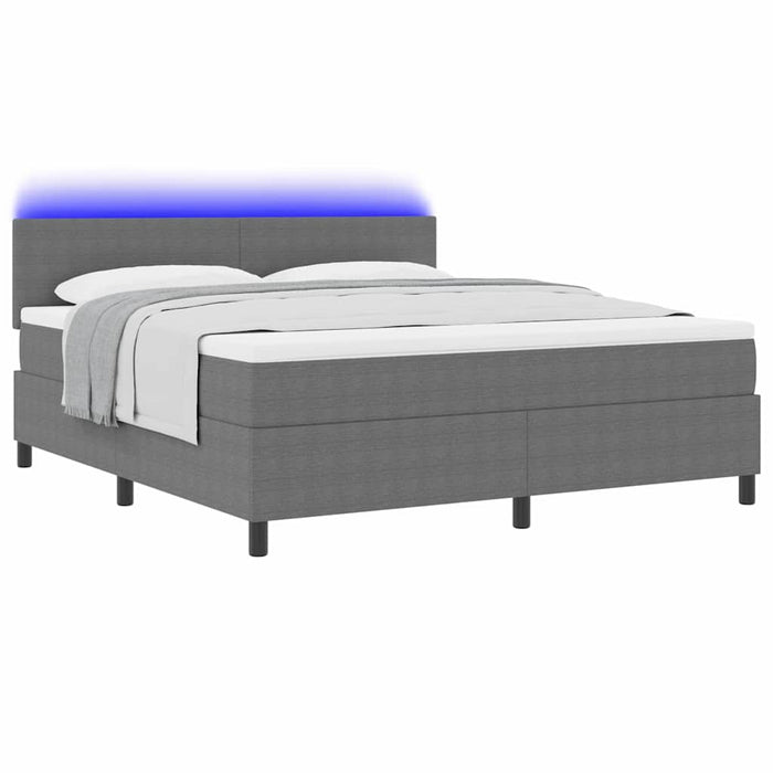 Pat cu arc LED cu headboard Gri deschis și alb. 180 x 200 cm WALTI